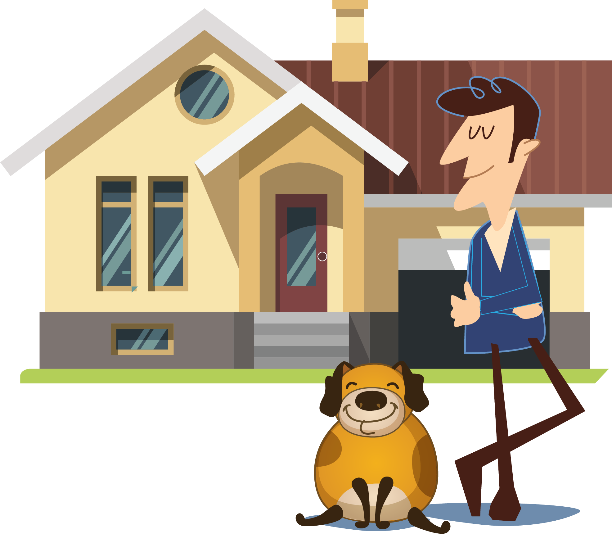 man-dog-house